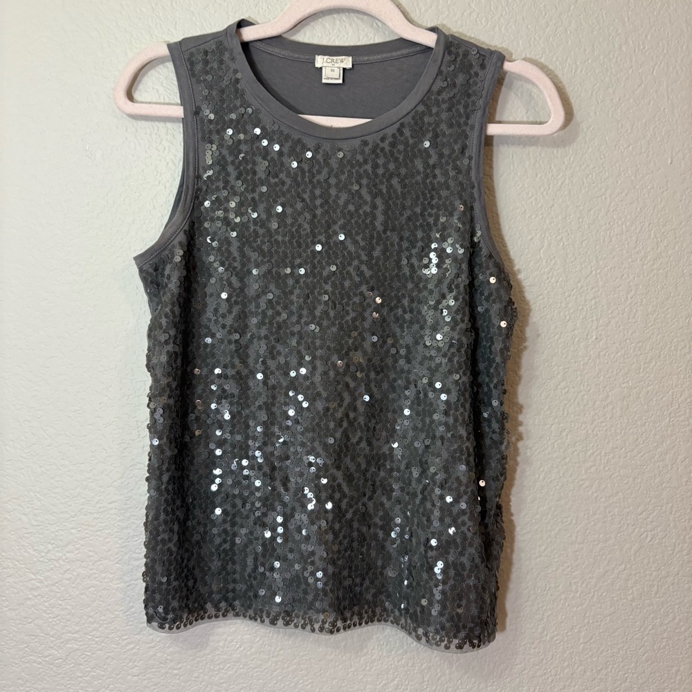 J. Crew Sequin Tank Top - Charcoal Gray